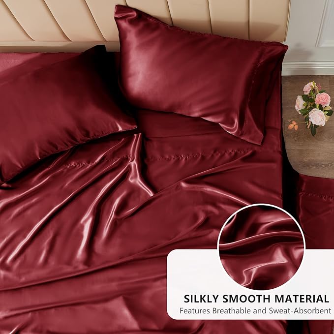 CozyLux Satin Sheets Twin Sheet Set - Image 3