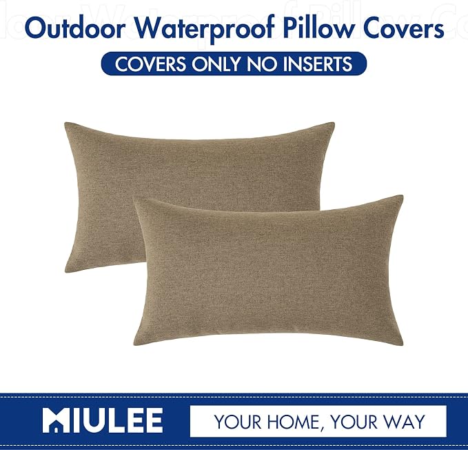 MIULEE Pack of 2 Decorative Outdoor Solid Waterproof Throw Pillow Covers Faux - Image 6