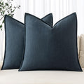 MIULEE Decorative Linen Pillow Covers 18x18 Inch Navy Blue ​Boho Farmhouse​ by MIULEE