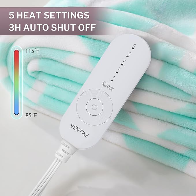 VENTIMI Electric Blanket Heated Throw, Fast Heating Blankets - Image 2