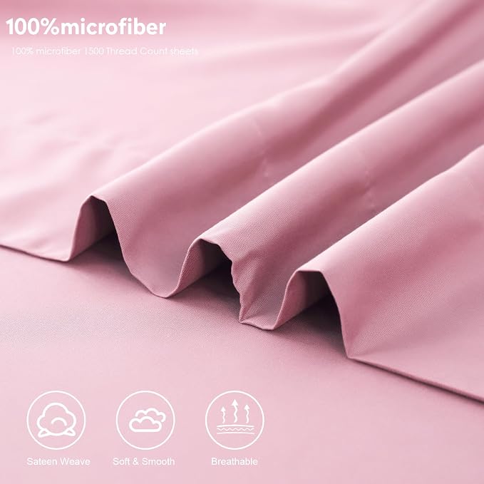 Toodou Silky Soft, Most Comfortable and Luxurious Pink Queen Flat Sheet is Made - Image 7