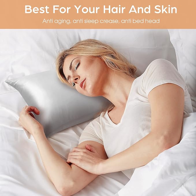 Silk Pillowcase for Hair and Skin, 2 Pack 100% Mulberry Silk Pillowcase 25 Momme - Image 2