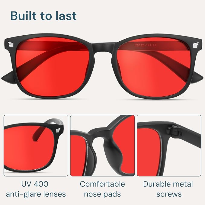 Gaoye Black with Red Lenses Blue Light Glasses - Image 6