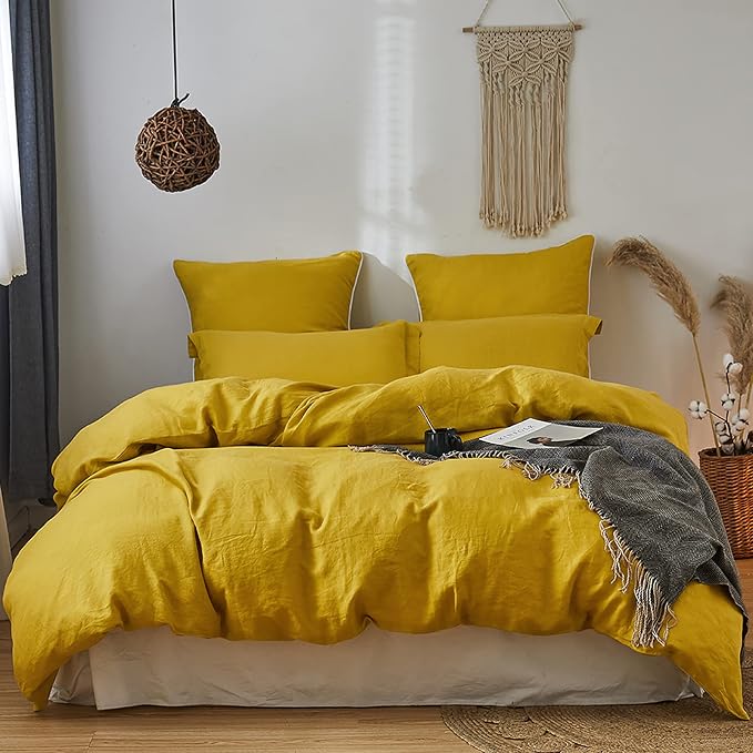 Simple&Opulence 100% Linen Duvet Cover Set 3pcs Basic Style Natural French - Image 7
