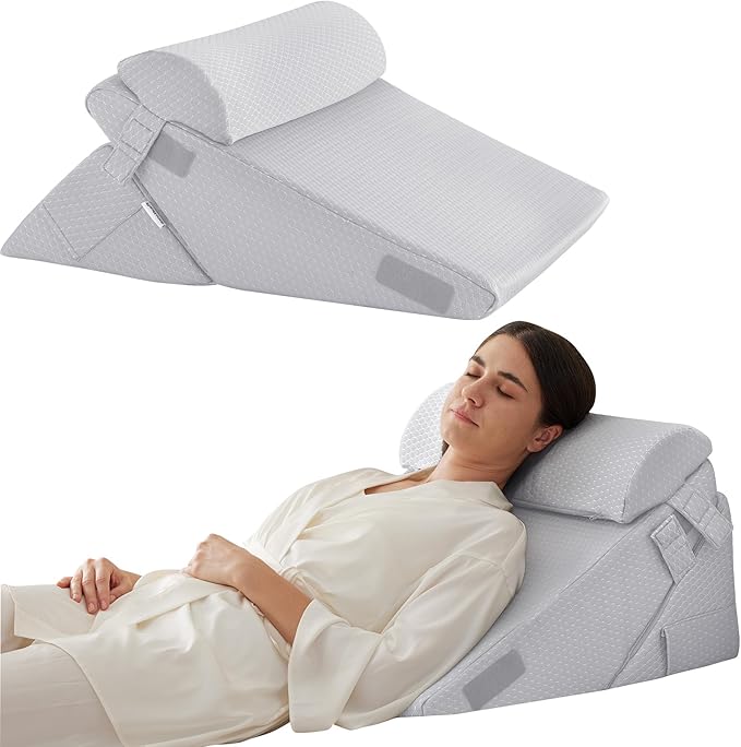 Bedluxe 3Pcs Orthopedic Bed Wedge Pillow Set, Foam Wedge Pillow Post Surgery by Bedluxe
