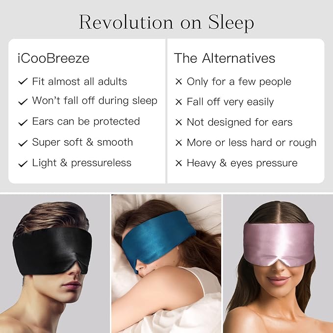 100% Natural Silk Eye Mask for Women Men, Soft Pressureless Cooling Blackout - Image 5