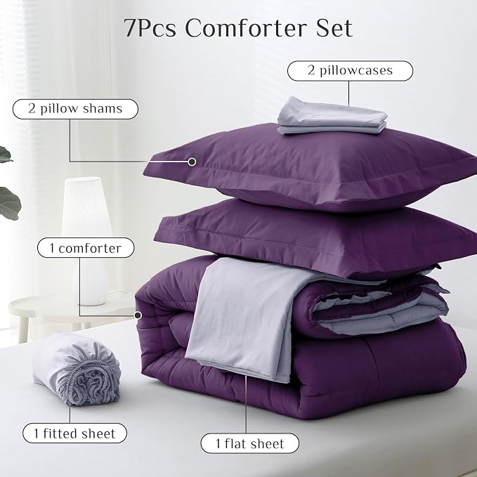 JOLLYVOGUE Queen Comforter Set, Ultra-Soft Bed in a Bag Queen Size 7 Pieces - Image 5
