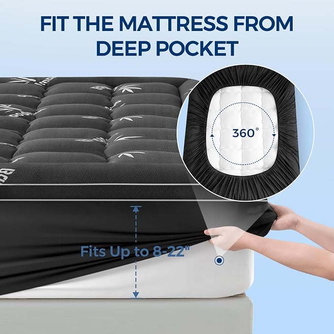 Mattress Topper Queen Size, Cooling Extra Thick Breathable Viscose Made from - Image 6