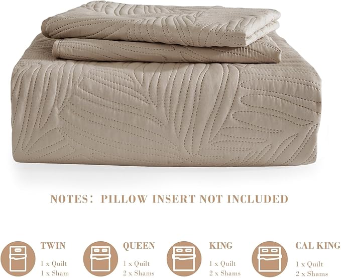 Exclusivo Mezcla Twin Quilt Bedding Set, Lightweight Taupe Quilts Twin Size - Image 6