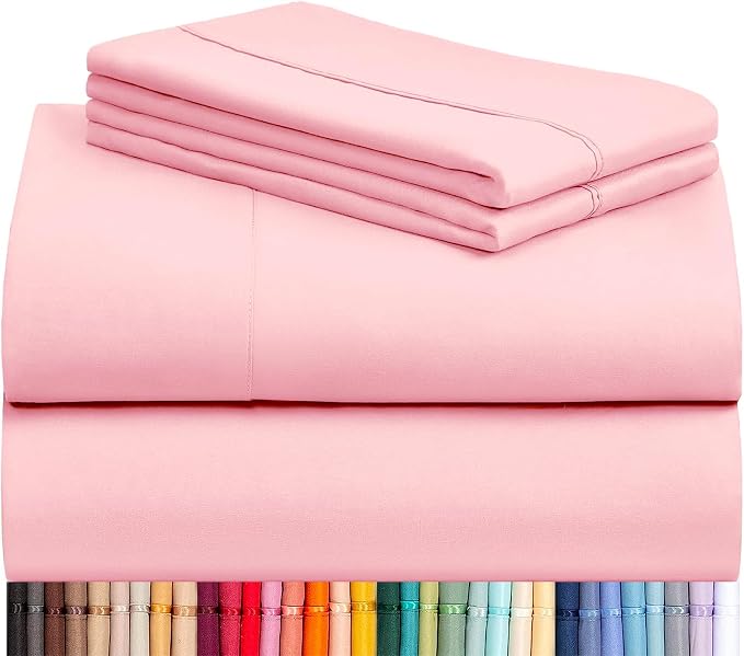 LuxClub 4 PC Sheet Set Bed Sheets Deep Pockets 16" Eco Friendly Wrinkle Free by LuxClub