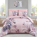 Luxudecor Floral Comforter Set King Size 7 Piece, Blush Pink Flower Bed in a Bag by Luxudecor