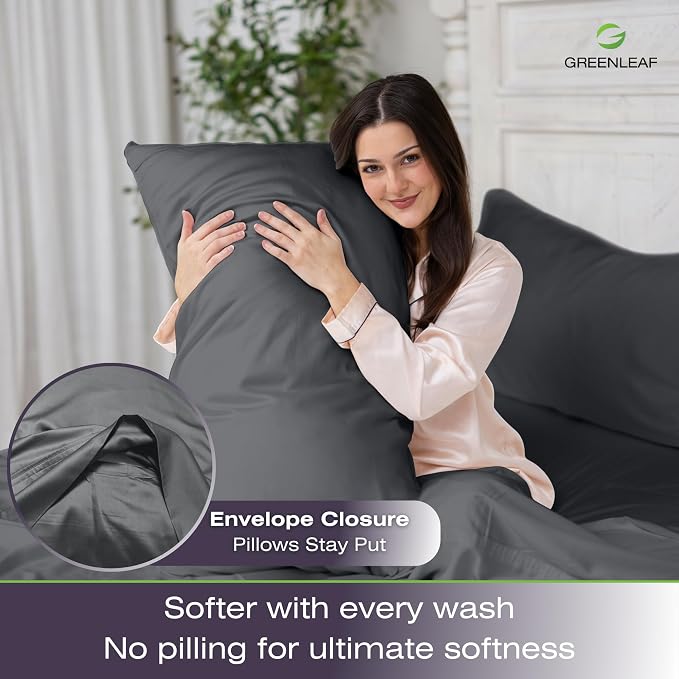 Greenleaf Queen Pillow Cases Set of 2 | Ultra-Soft Pillow Covers | Envelope - Image 2