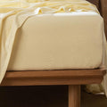 MooMee Fitted Bottom Sheet Only 100% Washed Cotton Linen Like Textured by MOOMEE
