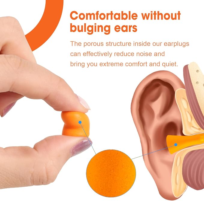 AZEN 100 Pairs Ear Plugs Bulk, NRR 32dB Soft Foam Ear Plugs - Image 3