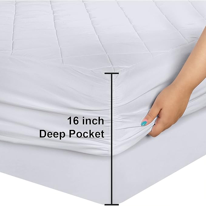 Utopia Bedding Quilted Fitted Mattress Pad, California King Size, Elastic - Image 3
