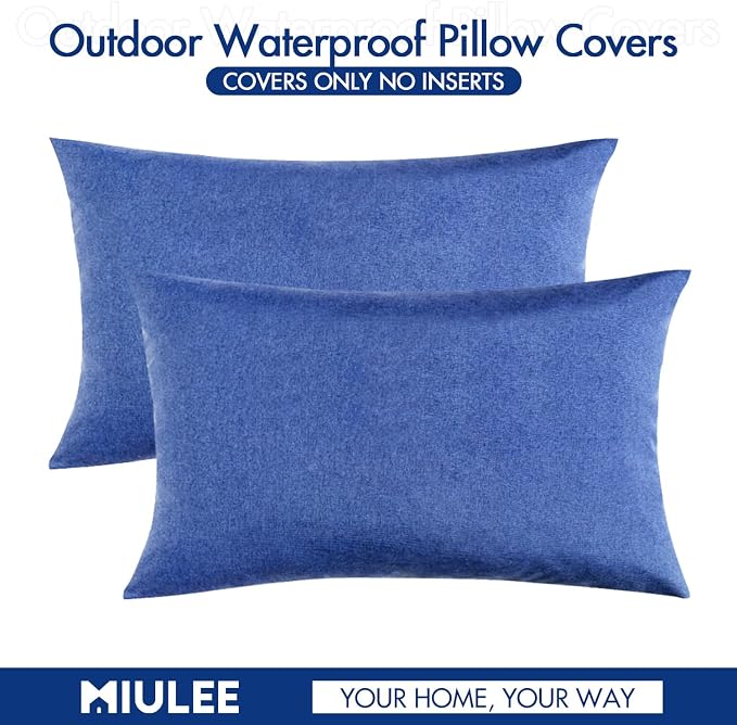 MIULEE Pack of 2 Decorative Outdoor Solid Waterproof Throw Pillow Covers Faux - Image 6