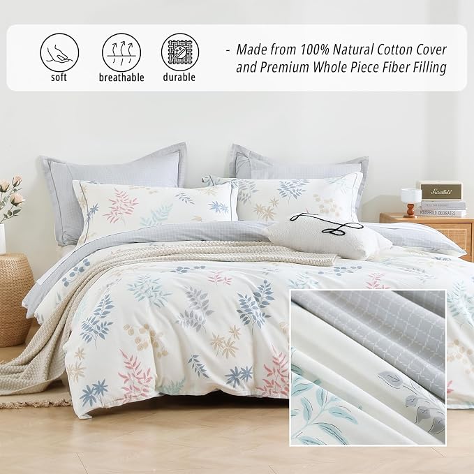LEMIROE White Cotton Comforter King Size 3Pcs - Image 2