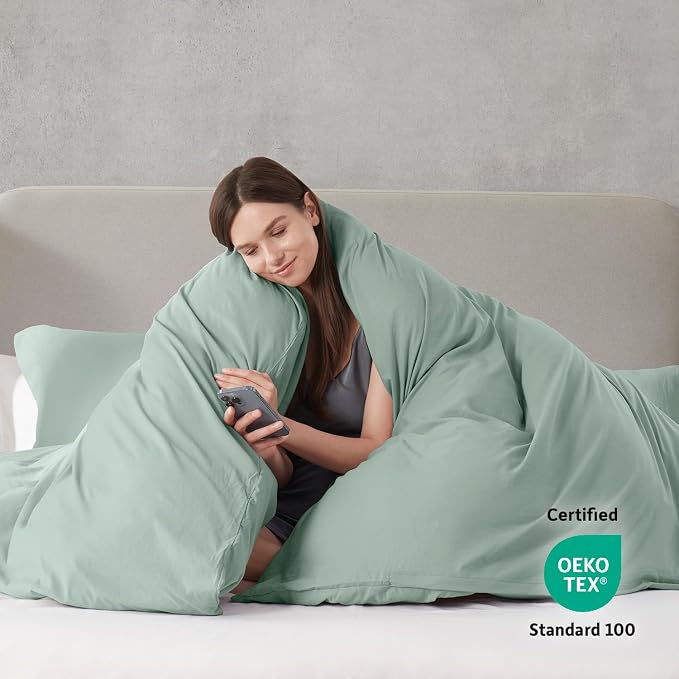 Nestl Sage Green Duvet Cover King Size - Image 3