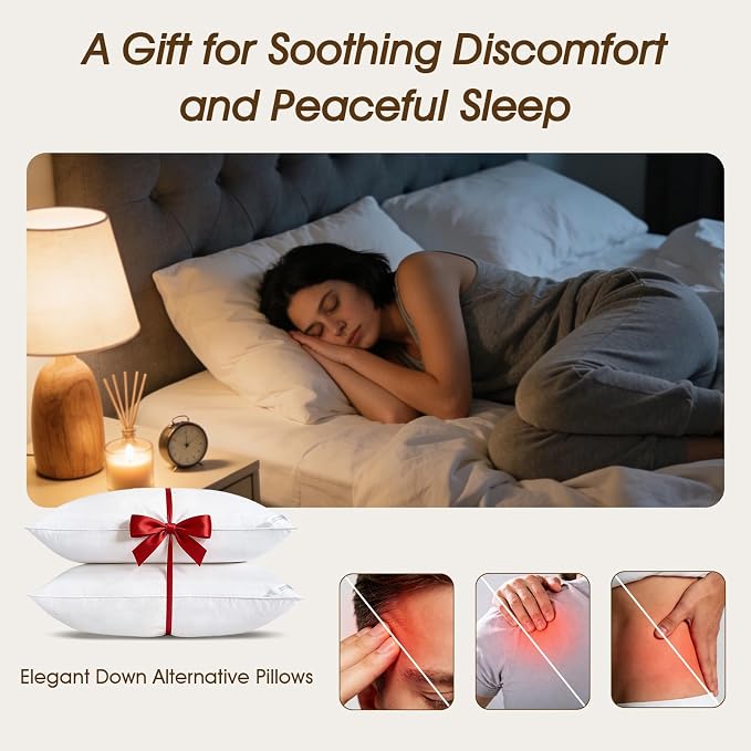 downluxe Queen Size Pillows Set of 4 – Premium Down Alternative Bed Pillows - Image 5