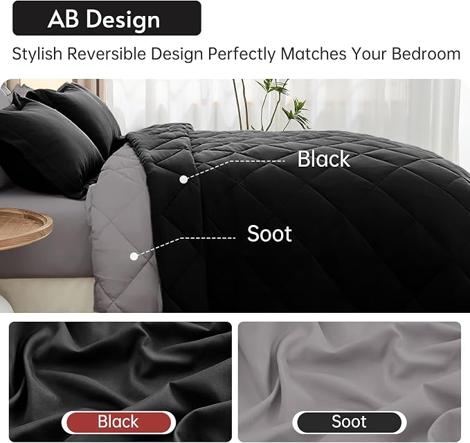 MUXHOMO 7 Pieces Oversized Queen Comforter Set, Reversible Bed in a Bag - Image 3