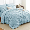 HIMEET Pintuck Bed in a Bag, 7 Pieces Full Size Comforter Set Light Blue by Unknown