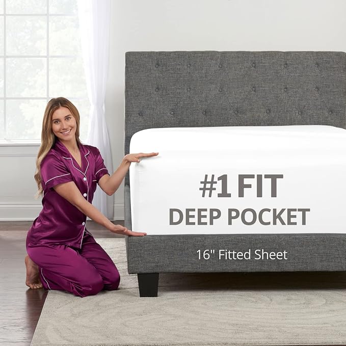 White Fitted Sheet – Twin Fitted Sheets Only – Microfiber Fitted Sheets 1 Pack by DeaLuxeBedding