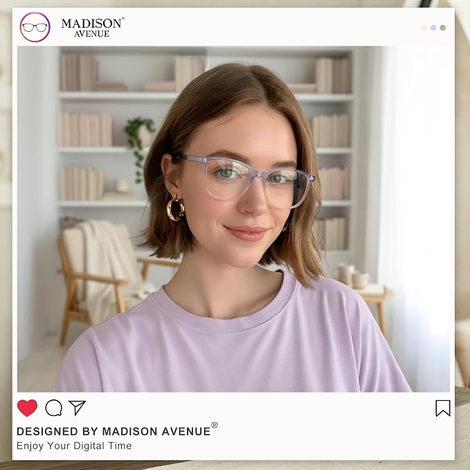 Madison Avenue Blue Light Blocking Glasses Anti Eyestrain UV Glare Blue Light - Image 2