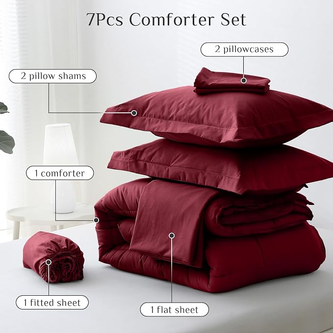 JOLLYVOGUE Queen Comforter Set, Ultra-Soft Bed in a Bag Queen Size 7 Pieces - Image 5