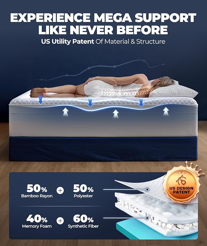 5 Inch Mega Support Memory Foam Queen Mattress Topper - Image 3