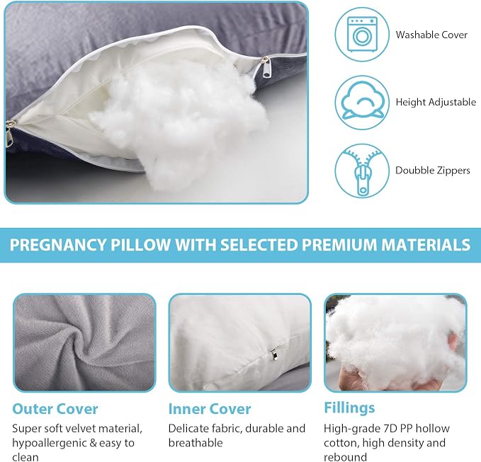 BATTOP Pregnancy Pillow for Sleeping, Full Body Maternity Pillow - Image 7