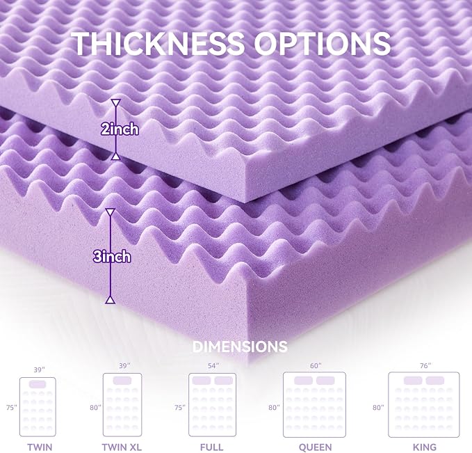 SINWEEK 1.5 Inch Egg Crate Memory Foam Mattress Topper Twin XL, Twin Extra Long - Image 7