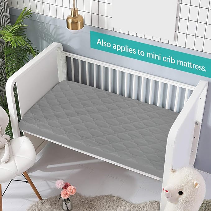 2 Pack Pack and Play Mattress Protector Sheets Fitted Waterproof Playard - Image 3