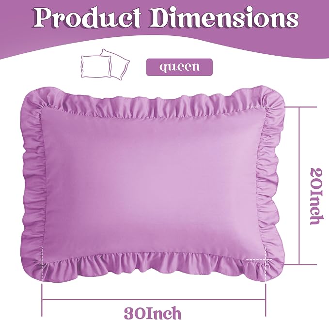 KKJIAF Ruffle Pillow Cases Queen Size Set of 2, Ruffled Pillow Covers - Image 3