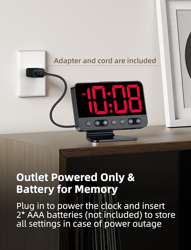 Odokee Digital Alarm Clocks for Bedrooms: Large Bold Number 5 Brightness Dimmer - Image 6