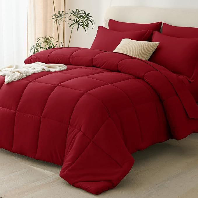 CozyLux Full Size Comforter Sets Dark Red by CozyLux