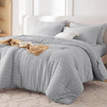 MUXHOMO 7 Pieces King Comforter Set, Seersucker Bed in a Bag King Size by MUXHOMO