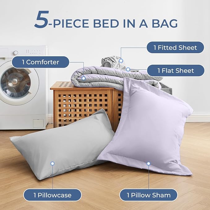 Sasttie Twin XL Comforter Set, 5 Pieces Reversible Twin XL Bed in a Bag - Image 7