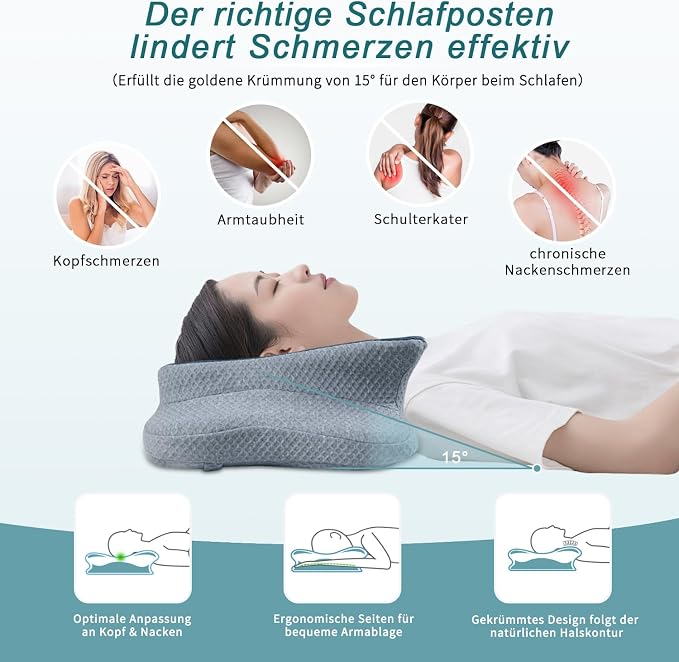 CHxxy Cervical Neck Pillow for Pain Relief Sleeping, Memory Foam Pillows - Image 4