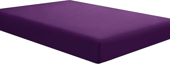 Sfoothome Fitted Bottom Sheet for Mattress, Single Queen Size Purple Microfiber by Sfoothome