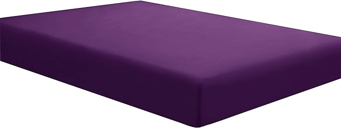 Sfoothome Fitted Bottom Sheet for Mattress, Single Full Size Purple Microfiber by Sfoothome