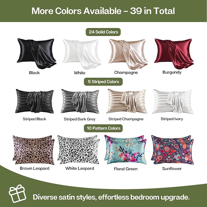 MR&HM Satin Pillowcase for Hair and Skin, Silk Satin Pillowcase 2 Pack - Image 7