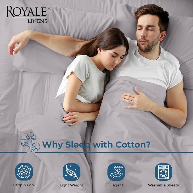 Royale Linens 100% Organic Cotton King Flat Sheet Only - Image 3