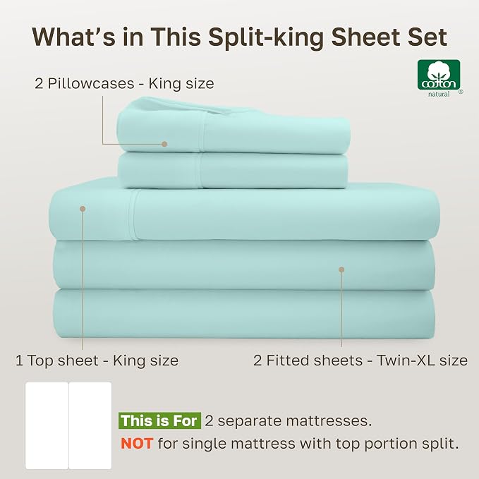 California Design Den Soft 100% Cotton Bed Sheets Split King Set, 400 Thread - Image 4