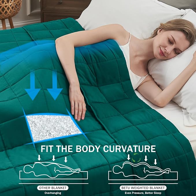 Green Weighted Blanket for Adults 12lbs, Twin Full Size Cooling Heavy Throw - Image 2