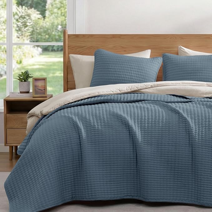 WRENSONGE Twin Quilt-2 Pieces Lightweight Bedspreads Oxford Blue Twin Quilt by WRENSONGE