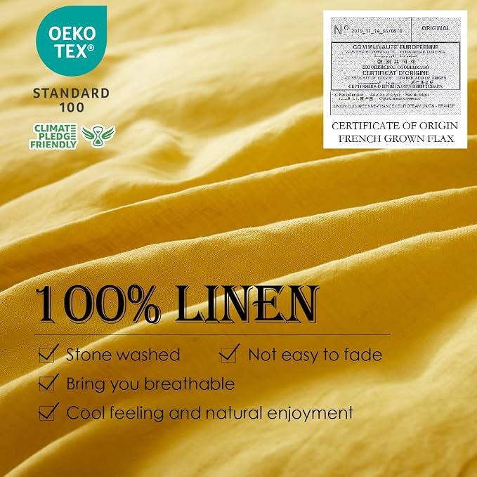 Simple&Opulence 100% Linen Duvet Cover Set 3pcs Basic Style Natural French - Image 2