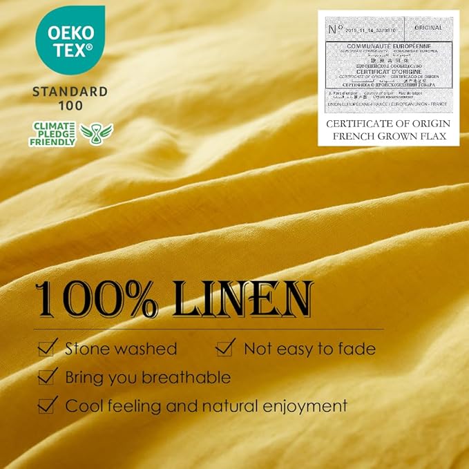 Simple&Opulence 100% Linen Duvet Cover Set 3pcs Basic Style Natural French - Image 2