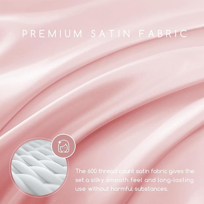 MR&HM Satin Bed Sheets, King Size Sheets Set - Image 2