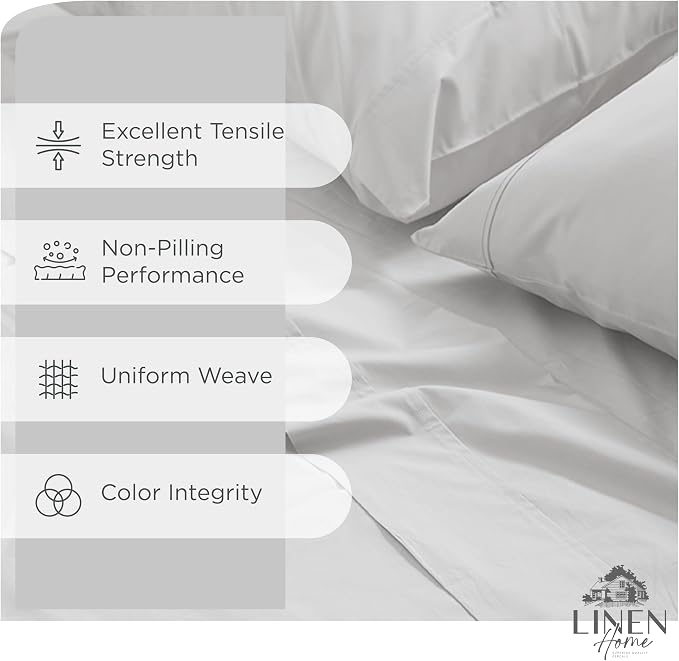 Linen Home 100% Cotton Percale Sheet Set Pack of 2, Queen Size, Deep Pocket - Image 2