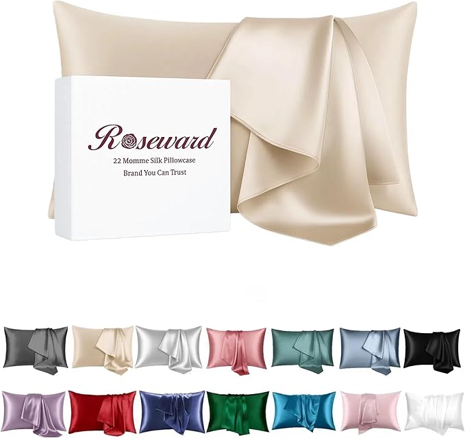 Premium Silk Pillow Cases King by ROSEWARD
